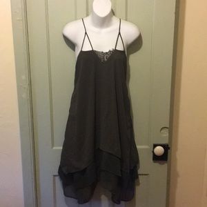 Green spaghetti-strap dress